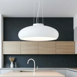 Lampadari Cucina-Ideal Lux Aria sp1 lampadario da cucina moderna cupola vetro bianco schiacciata