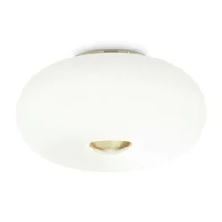 Plafoniere Moderne-Ideal Lux Arizona pl3 plafoniera vetro plissettato ottone