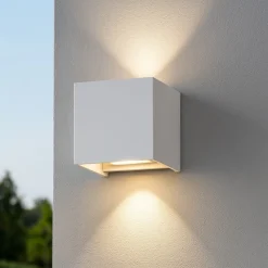 Applique Da Esterno-Ideal Lux Atom ap d10 applique da esterno cubo bianco led 12w 3000k