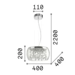Lampadario Camera Da Letto-Ideal Lux Audi80 sp5 lampadario stanza da letto sfere in vetro