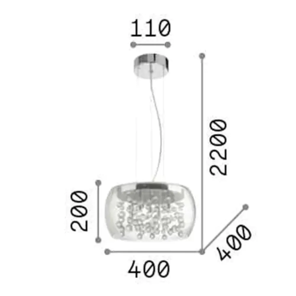 Lampadario Camera Da Letto-Ideal Lux Audi80 sp5 lampadario stanza da letto sfere in vetro