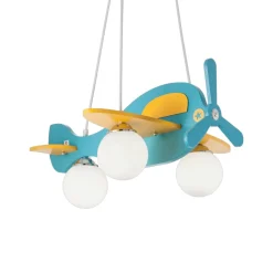 Lampadario Camera Da Letto-Ideal Lux Avion sp3 lampadario per camera da letto aeroplano azzurro