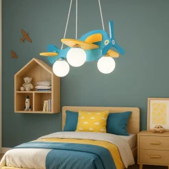 Lampadario Camera Da Letto-Ideal Lux Avion sp3 lampadario per camera da letto aeroplano azzurro