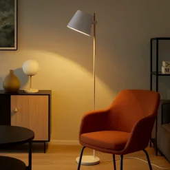 Lampade Da Terra-Ideal Lux Axel pt1 lampada da terra di legno paralume bianco