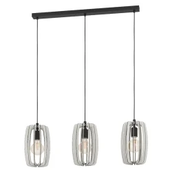 Lampadari Cucina-Eglo Bajazzara lampadario per cucina 3 luci con portalampada in legno