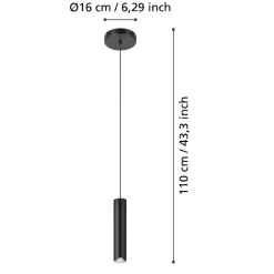 Lampade A Sospensione-Eglo Balamorta z lampada a sospensione per isola cucina cilindrica led rgb 2700k a 6500k
