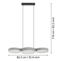 Lampadari Cucina-Eglo Barbano z lampadario da cucina 3 luci led rgb da 2700k a 6500k