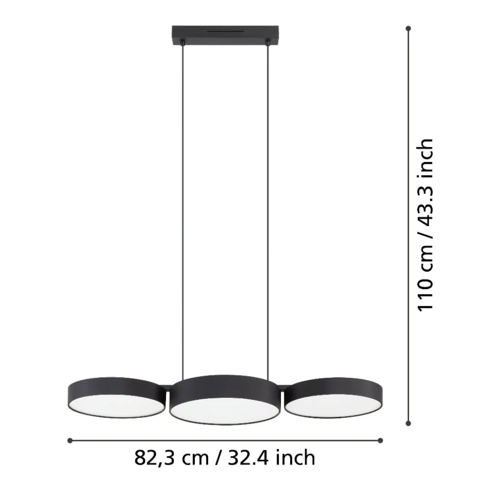 Lampadari Cucina-Eglo Barbano z lampadario per tavolo cucina moderna led rgb da 2700k a 6500k