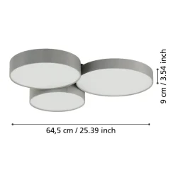 Plafoniere Moderne-Eglo Barbano z plafoniera moderna colore grigio led rgb da 2700k a 6500k