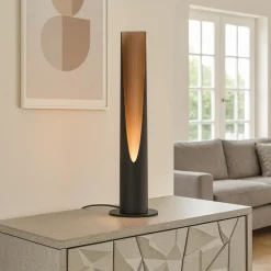 Lampade Da Tavolo-Eglo Barbotto lampada da tavolo con dettagli in legno moderna