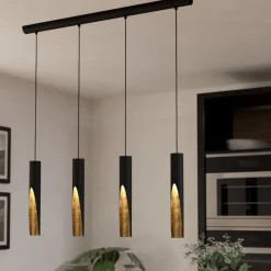 Lampadari Moderni-Eglo Barbotto lampadario moderno dorato nero per tavolo soggiorno
