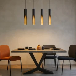 Lampadari Moderni-Eglo Barbotto lampadario moderno dorato nero per tavolo soggiorno