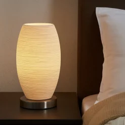 Abat Jour-Eglo Batista 3 abat-jour lampada da comodino in vetro rigato