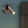 Applique Camera Da Letto-Ideal Lux Bean ap round applique camera da letto led 3w 3000k orientabile nickel