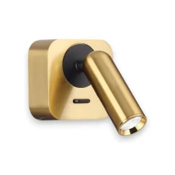 Applique Camera Da Letto-Ideal Lux Bean ap square applique da comodino ottone luce orientabile led 3000k