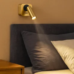 Applique Camera Da Letto-Ideal Lux Bean ap square applique da comodino ottone luce orientabile led 3000k