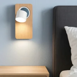 Applique Camera Da Letto-Linea Light Beebo w rovere applique da comodino in legno led 5w 3000k con interruttore