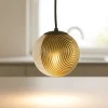 Lampade A Sospensione-Ondaluce Bella lampada a sospensione vetro decorato oro