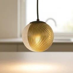 Lampade A Sospensione-Ondaluce Bella lampada a sospensione vetro decorato oro