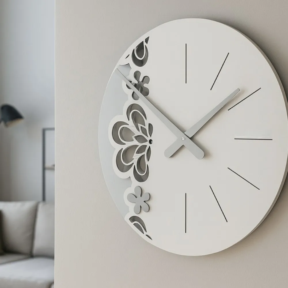 Orologi Da Parete Moderni-Selezionato da Mazzolaluce Big merletto orologio da parete legno bianco grigio