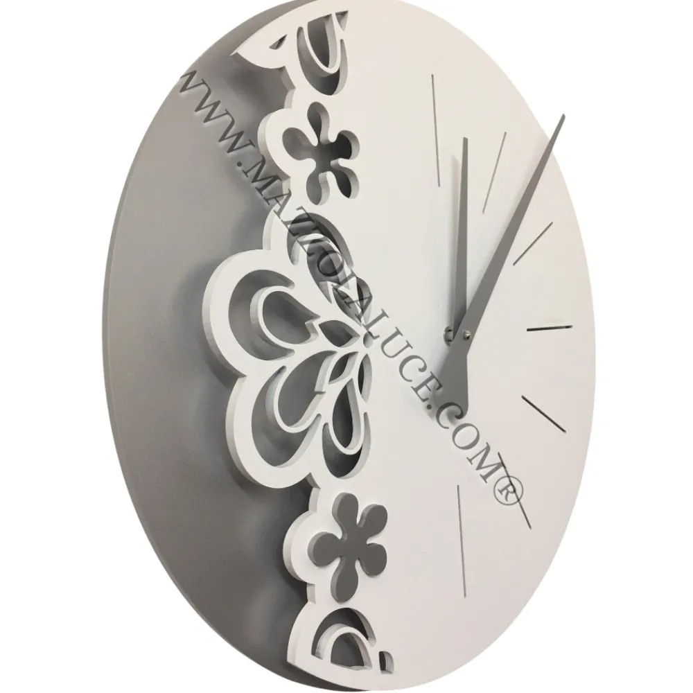 Orologi Da Parete Moderni-Selezionato da Mazzolaluce Big merletto orologio da parete legno bianco grigio