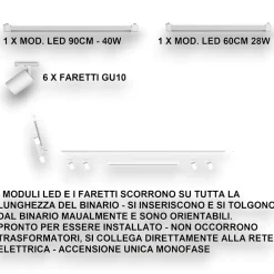 Illuminazione A Binario-Selezionato da Mazzolaluce Binario angolare con spot orientabili monofase bianco modulo led 3000k
