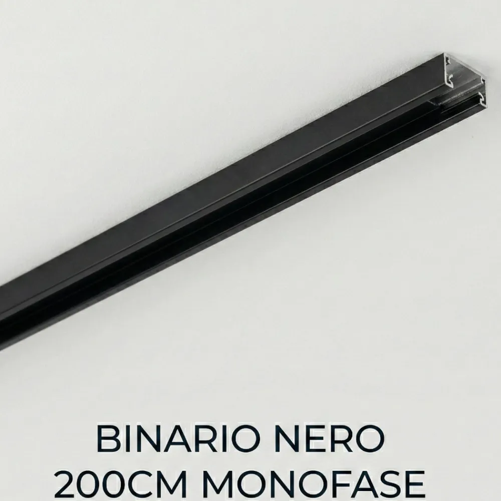 Illuminazione A Binario-Selezionato da Mazzolaluce Binario 2mt monofase nero con connettore e tappo