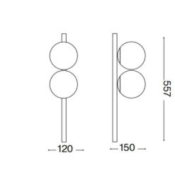 Plafoniere Moderne-Ideal Lux Binomio pl2 elegante plafoniera ottone due luci vetro bianco