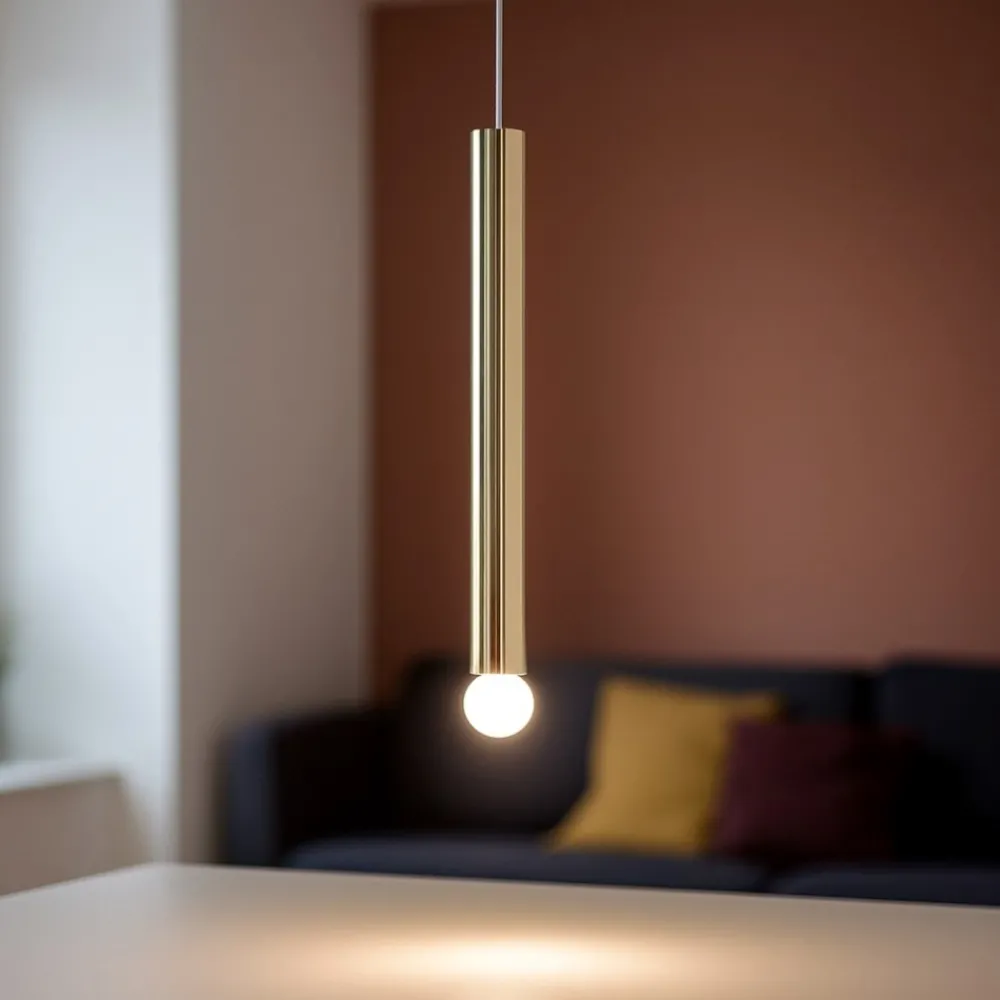 Lampade A Sospensione-Linea Light Birba lampada a sospensione cilindro oro lucido e27
