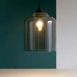 Lampade A Sospensione-Ideal Lux Bistro sp1 square lampada a sospensione isola cucina vetro grigio fume