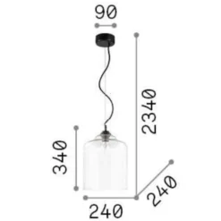 Lampade A Sospensione-Ideal Lux Bistro sp1 square lampada a sospensione isola cucina vetro grigio fume