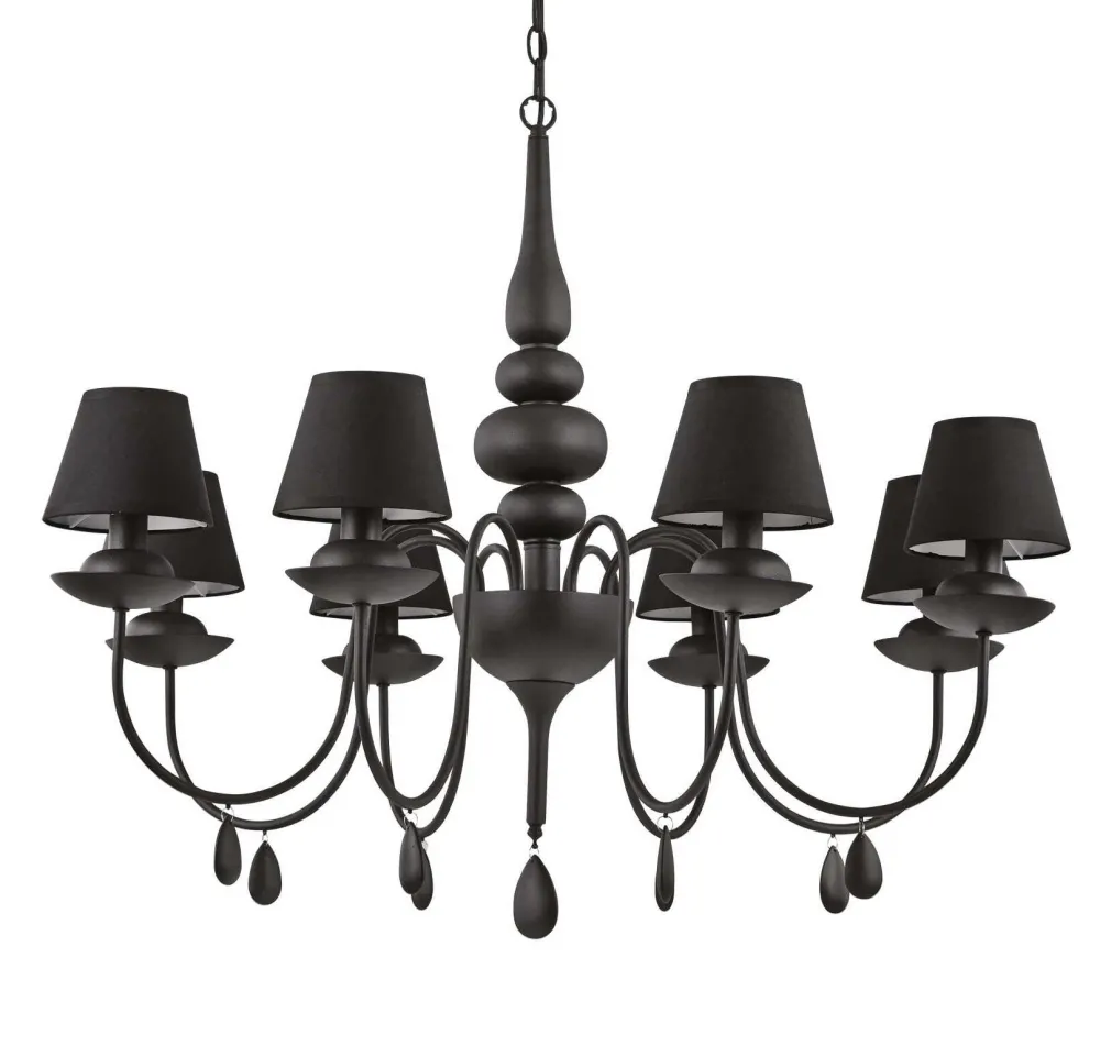 Lampadari Moderni-Ideal Lux Blanche sp8 lampadario nero per salotto shabby chic