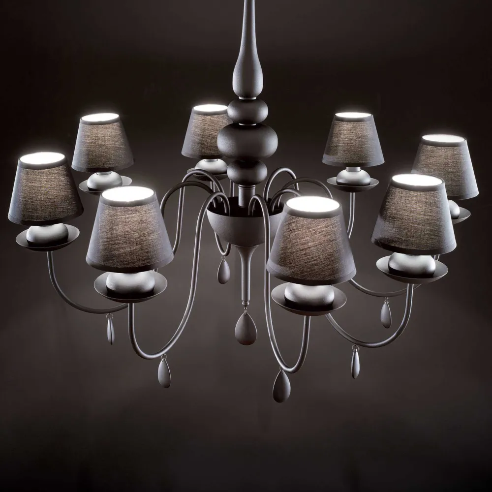 Lampadari Moderni-Ideal Lux Blanche sp8 lampadario nero per salotto shabby chic