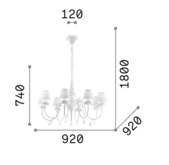Lampadari Moderni-Ideal Lux Blanche sp8 lampadario nero per salotto shabby chic