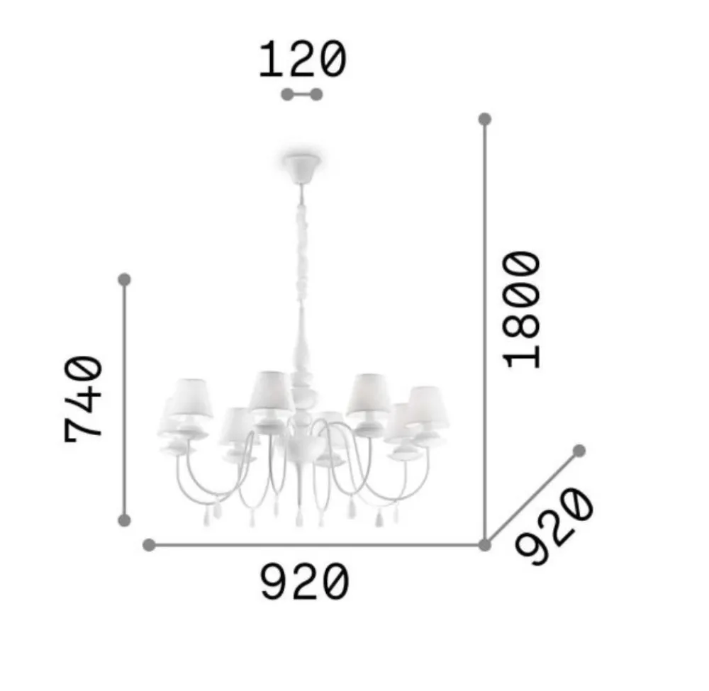 Lampadari Moderni-Ideal Lux Blanche sp8 lampadario nero per salotto shabby chic