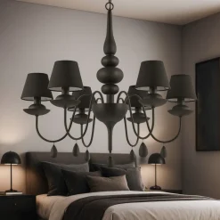 Lampadario Camera Da Letto-Ideal Lux Blanche sp6 lampadario chabby chic nero sei luci per camera da letto