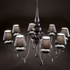 Lampadario Camera Da Letto-Ideal Lux Blanche sp6 lampadario chabby chic nero sei luci per camera da letto