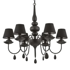 Lampadario Camera Da Letto-Ideal Lux Blanche sp6 lampadario chabby chic nero sei luci per camera da letto