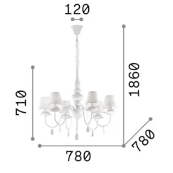 Lampadario Camera Da Letto-Ideal Lux Blanche sp6 lampadario chabby chic nero sei luci per camera da letto