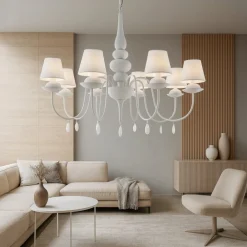Lampadari Moderni-Ideal Lux Blanche sp8 lampadario bianco 8 luci goccia