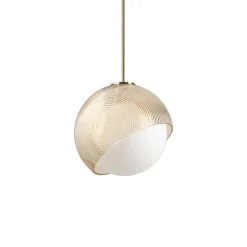 Lampade A Sospensione-Ideal Lux Bloom lampada a sospensione vetro rigato ottone