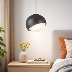 Lampade A Sospensione-Ideal Lux Bloom sp1 d22 lampada a sospensione per comodino camera da letto vetro nera