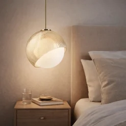 Lampade A Sospensione-Ideal Lux Bloom sp1 d17 lampada a sospensione comodino camera da letto ottone