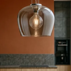 Lampadari Cucina-Ideal Lux Blossom sp1 lampadario per cucina boccia vetro fume