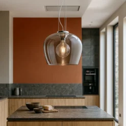 Lampadari Cucina-Ideal Lux Blossom sp1 lampadario per cucina boccia vetro fume