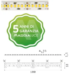 Strisce Led-Ideal Lux Bobina 5mt striscia led 19,2w-mt 4000k 24vdc cri90