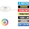 Strisce Led-Gea Luce Bobina 5 mt striscia led cob 24v dc 3000k 15w-mt