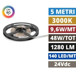 Strisce Led-Gea Luce Bobina 5mt striscia led 9,6w-mt 3000k 24vdc