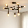 Plafoniere Moderne-Eglo Bocadella 1 plafoniera moderna nera 9 luci per salotto