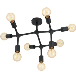 Plafoniere Moderne-Eglo Bocadella 1 plafoniera moderna nera 9 luci per salotto